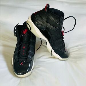 Jordan Men's Black and Red High-Top Sneakers